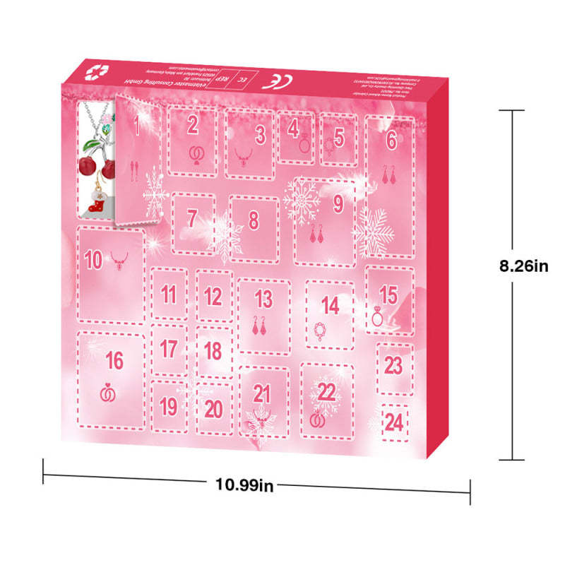 Calendario De Adviento Para Conjunto De Joyería Navideña, Caja, Anillo, Collar, Aretes, Conjunto Navideño De 24 Piezas (estilo Aleatorio) - TuNombrecollar