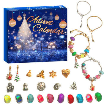 Caja De Calendario De Adviento Con 24 Números Navideños, Pulsera Artesanal, Joyería, Calendario De Adviento, Caja De Regalo (estilo Aleatorio) - TuNombrecollar