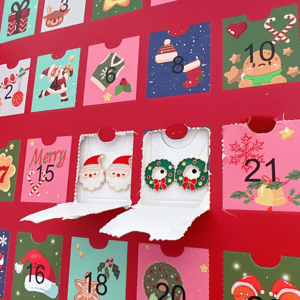 Calendario De Navidad, Adviento, 24 Cuentas Atrás, Collar, Caja Ciega, Dijes Sorpresa, Juego De Pendientes - TuNombrecollar