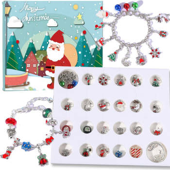 Conjunto De Pulsera Navideña Artesanal, Cuenta Atrás De Adviento, Caja Ciega, Regalo De Pulsera Para Niños - TuNombrecollar