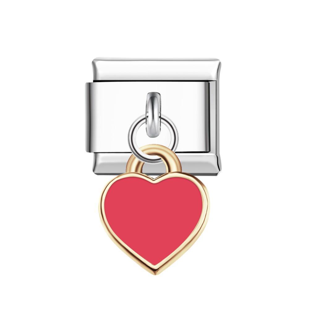 Charm Italiano Corazón Melocotón Rojo Para Pulseras Italianas Charm Composable Link - TuNombrecollar