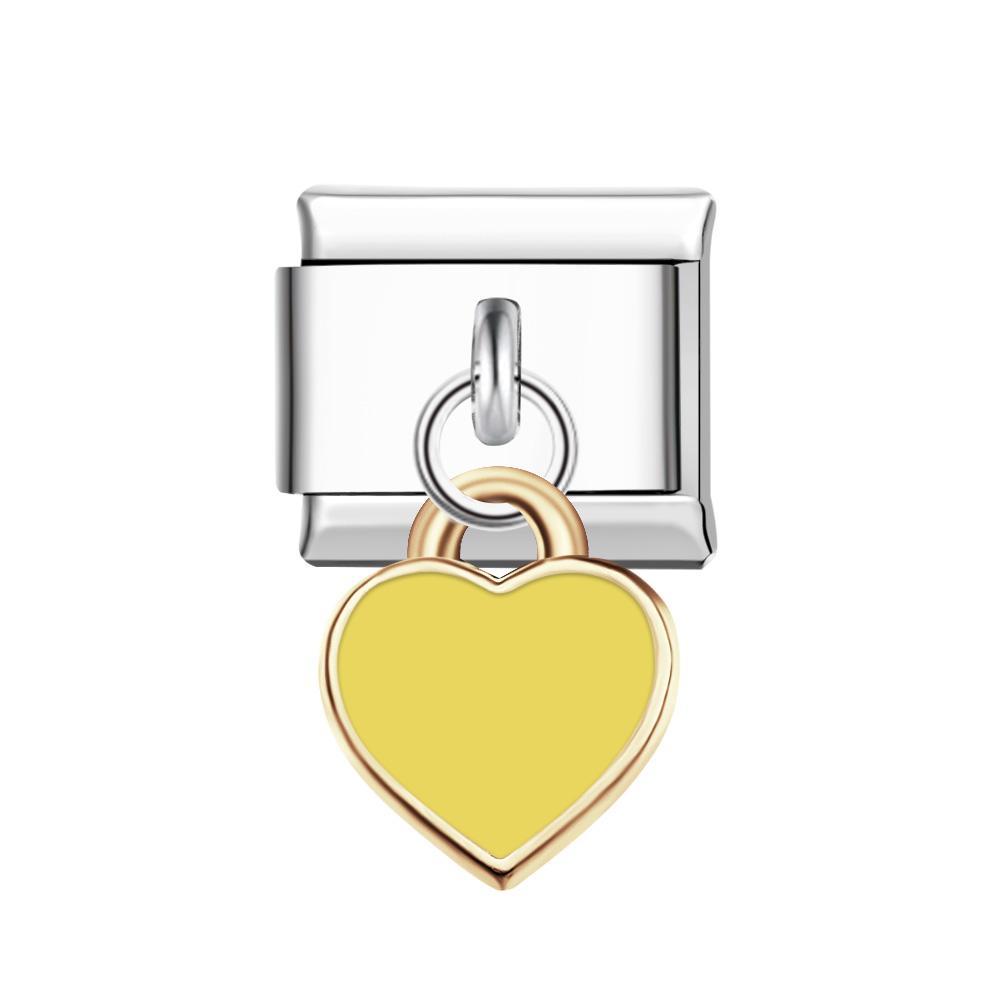 Charm Italiano Corazón Melocotón Rosa Para Pulseras Charm Italianas Link Composable - TuNombrecollar
