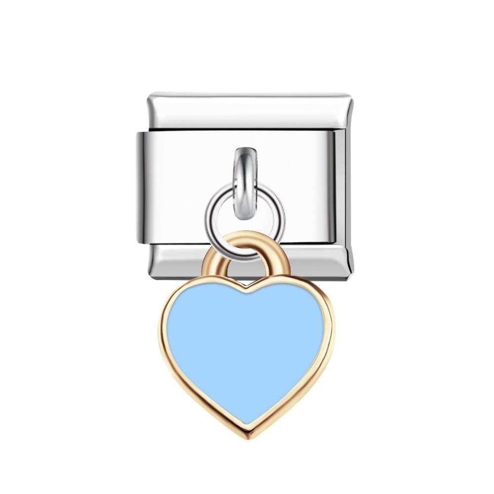 Charm Italiano Corazón Melocotón Rosa Para Pulseras Charm Italianas Link Composable - TuNombrecollar
