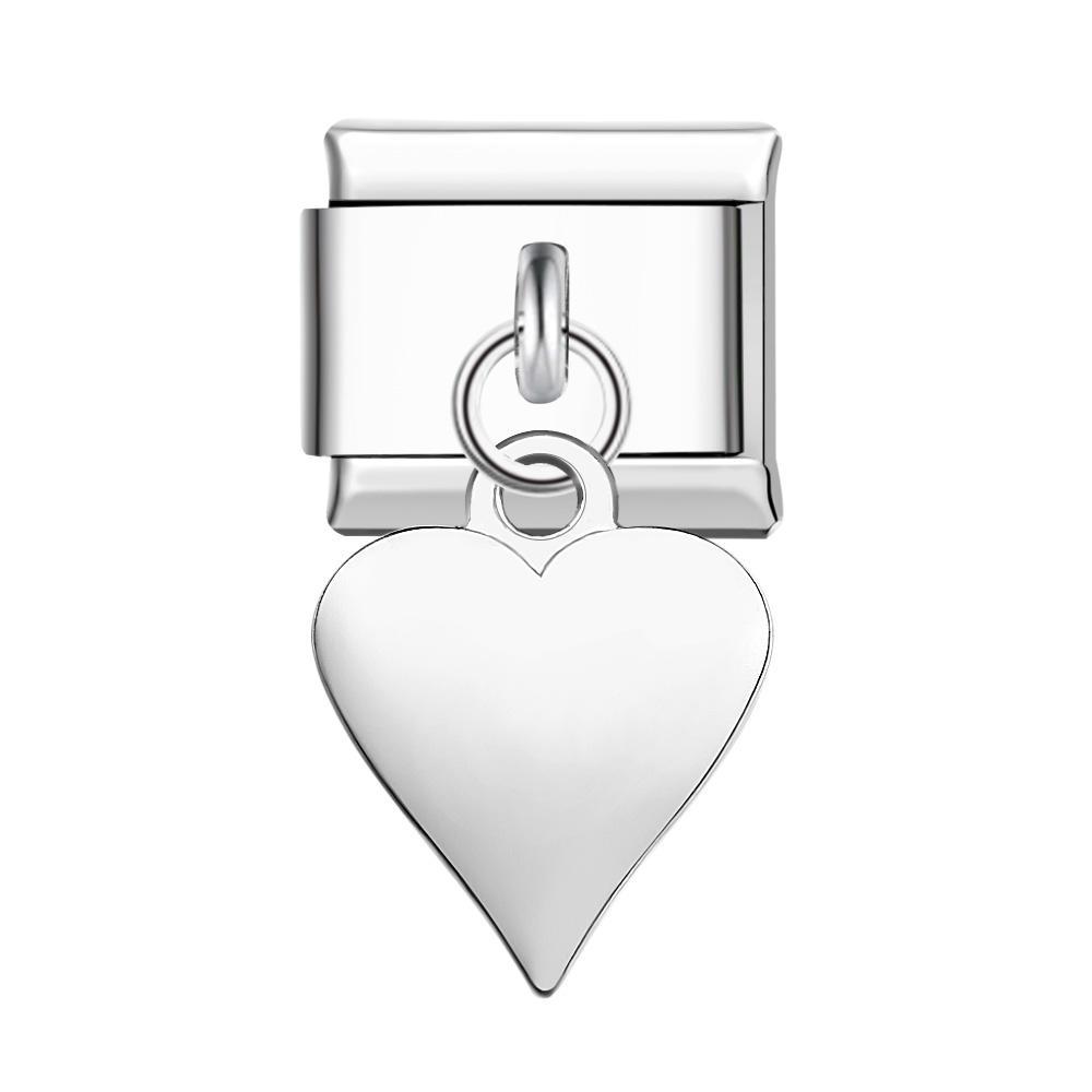 Charm Italiano Corazón Brillante En Plata Para Pulseras Charm Italianas Link Composable - TuNombrecollar