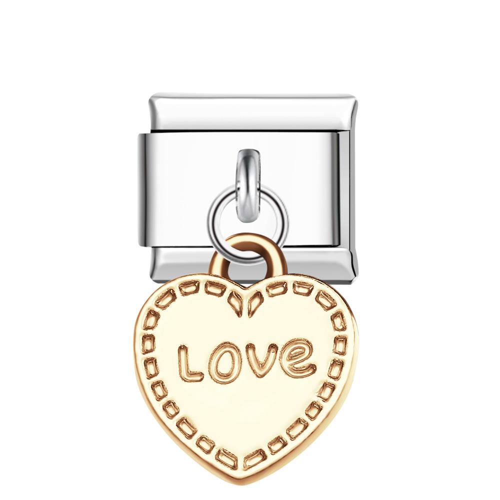 Charm Italiano Corazón Melocotón Amor-dorado Para Pulseras Italianas Charm Composable Link - TuNombrecollar