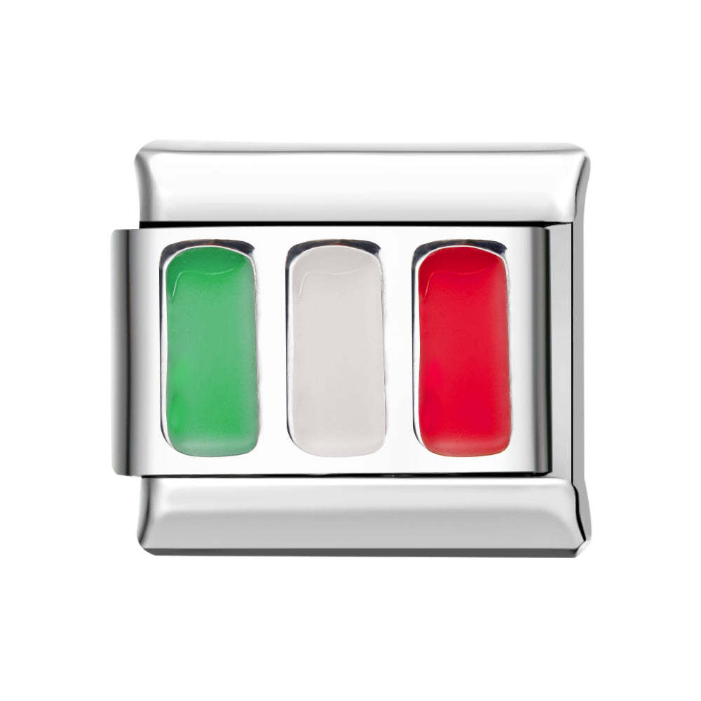 Charm Bandera Italiana Para Pulseras Charm Italianas Link Composable - TuNombrecollar