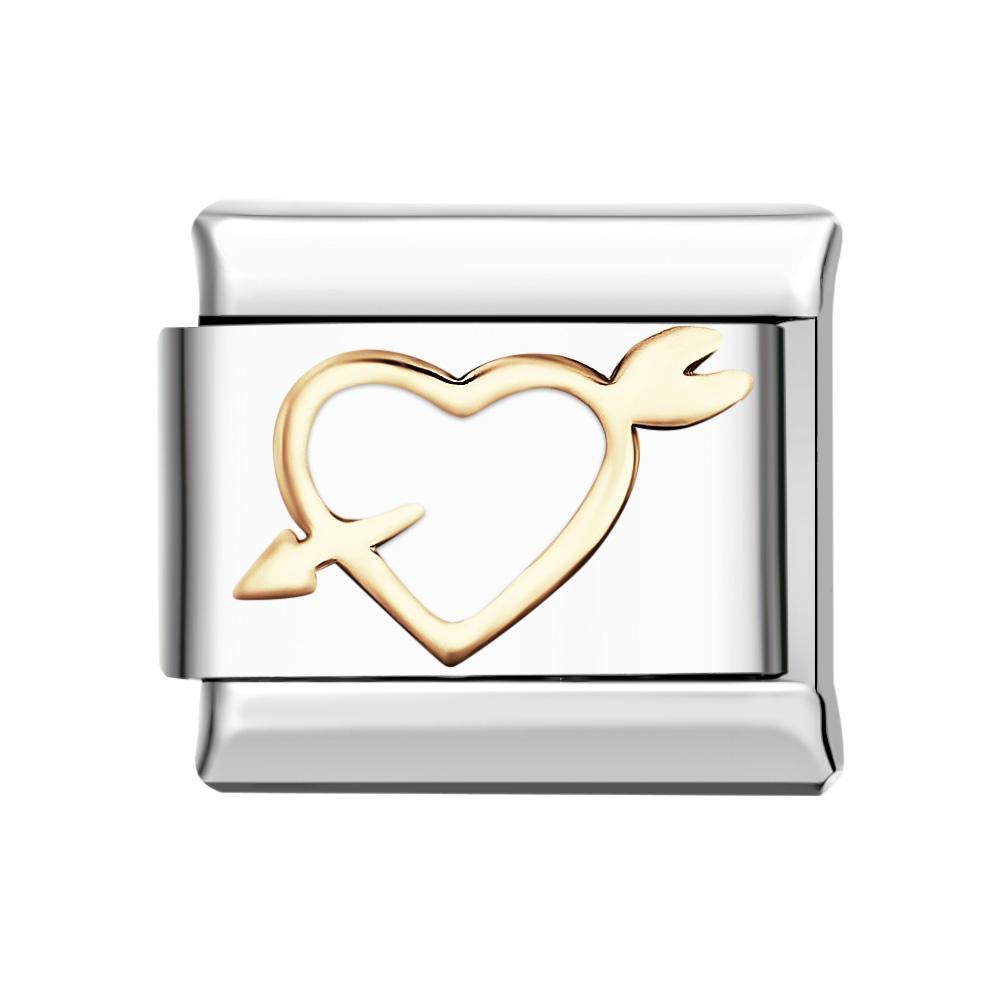 Charm Italiano Una Flecha A Través Del Corazón Para Pulseras Italianas Charm Composable Link - TuNombrecollar