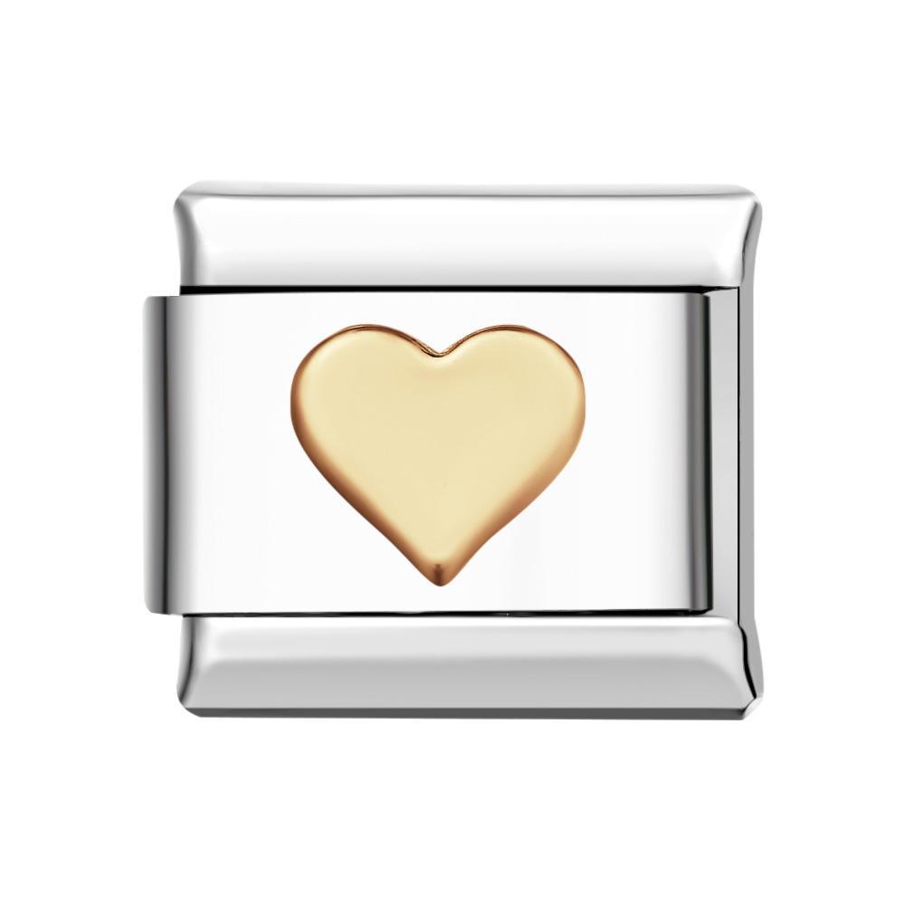 Charm Italiano Corazón De Amor En Oro Para Pulseras Charm Italianas Link Composable - TuNombrecollar