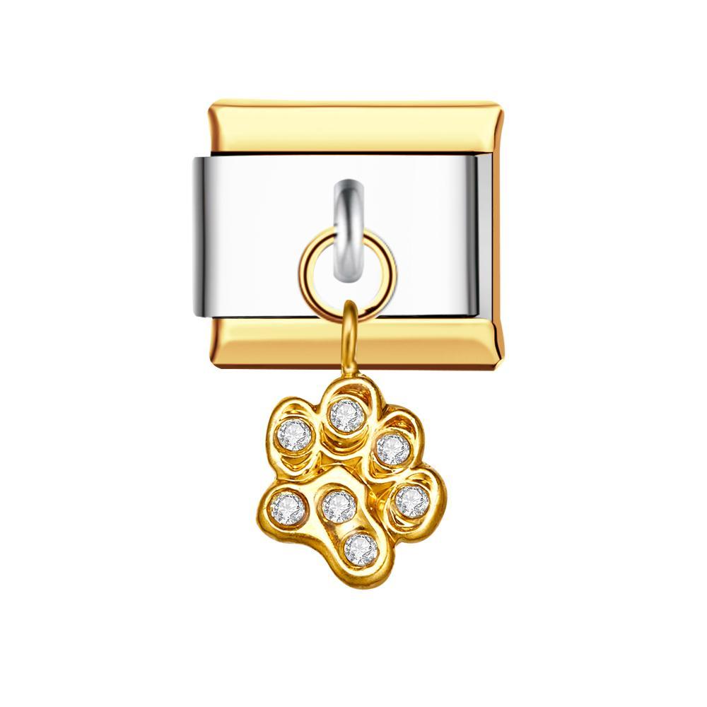 Charm Italiano Siete Diamantes En Oro Para Pulseras Charm Italianas Link Composable - TuNombrecollar