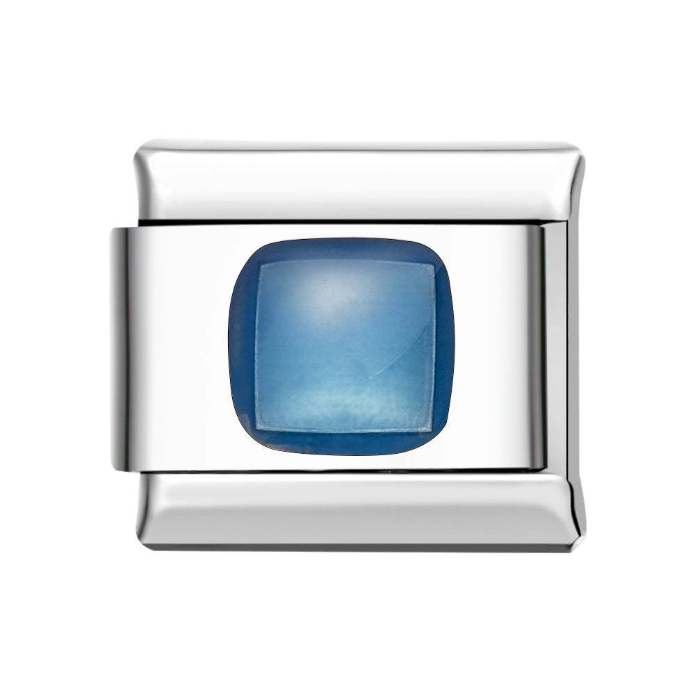 Nebulosa Cuadrada - Charm Italiano Azul Para Pulseras Italianas Charm Composable Link - TuNombrecollar
