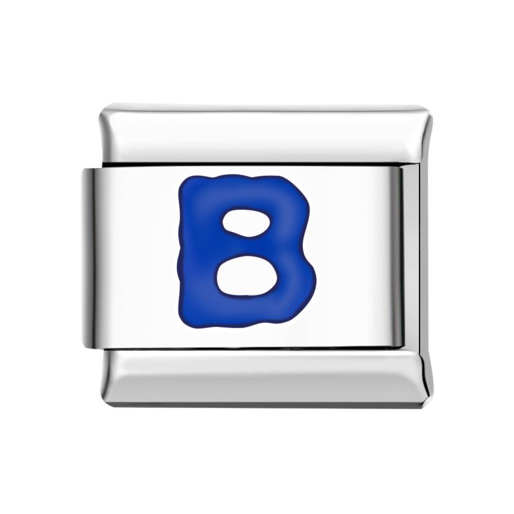 Charm Italiano B Azul Para Pulseras Charm Italianas Link Composable - TuNombrecollar