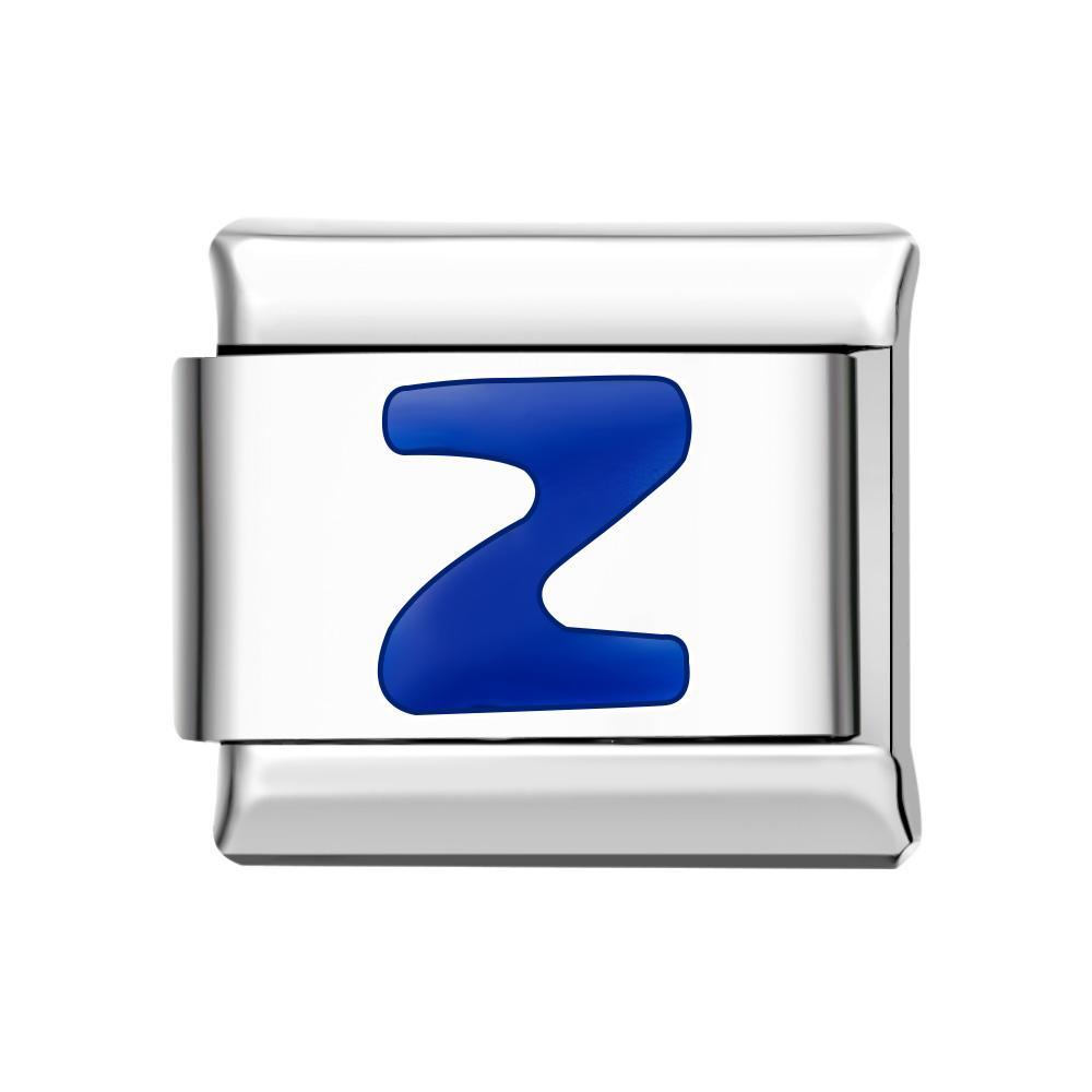 Charm Italiano Z Azul Para Pulseras Charm Italianas Link Composable - TuNombrecollar