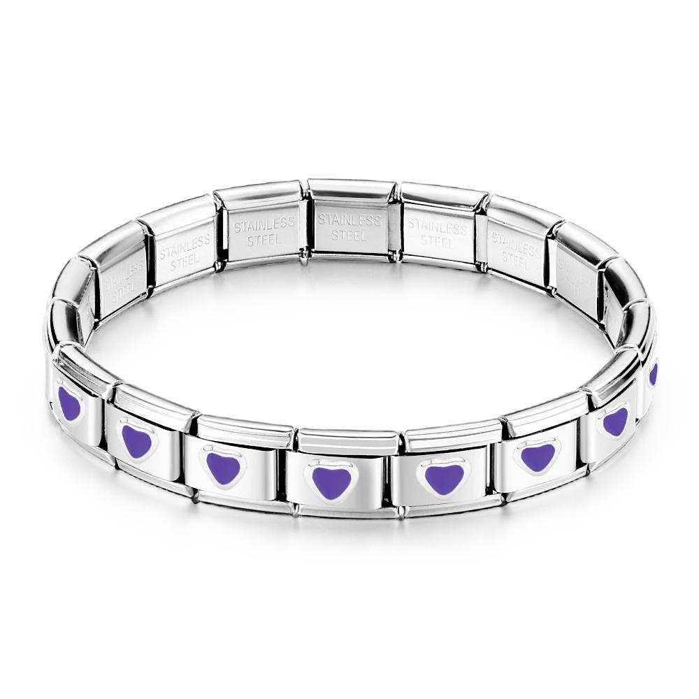 Pulsera Italiana Vintage Con Dijes De Amor Púrpura - TuNombrecollar