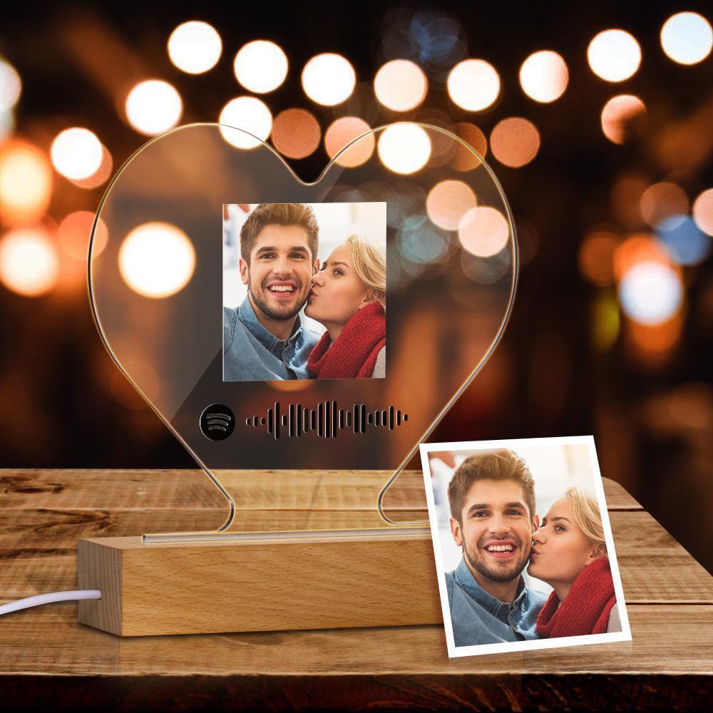 Código Spotify Escaneable Luz Nocturna Acrílico En Forma De Corazón Regalos Para La Pareja