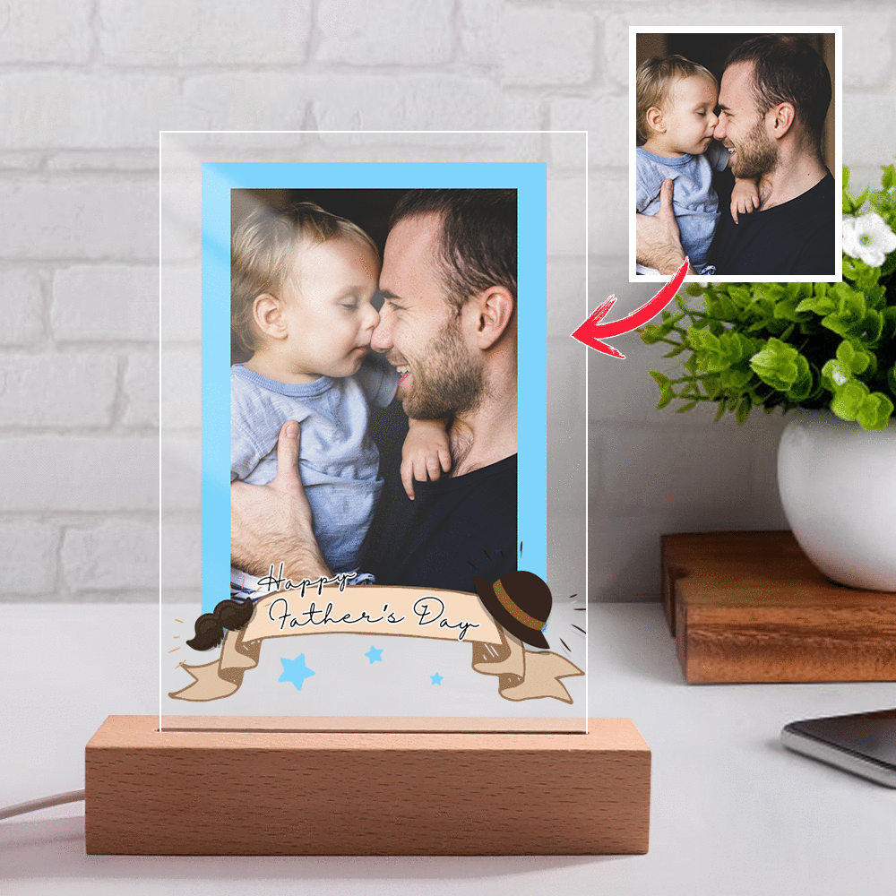 Luz Nocturna Personalizada Con Foto Grabada Regalo Para El Día Del Padre