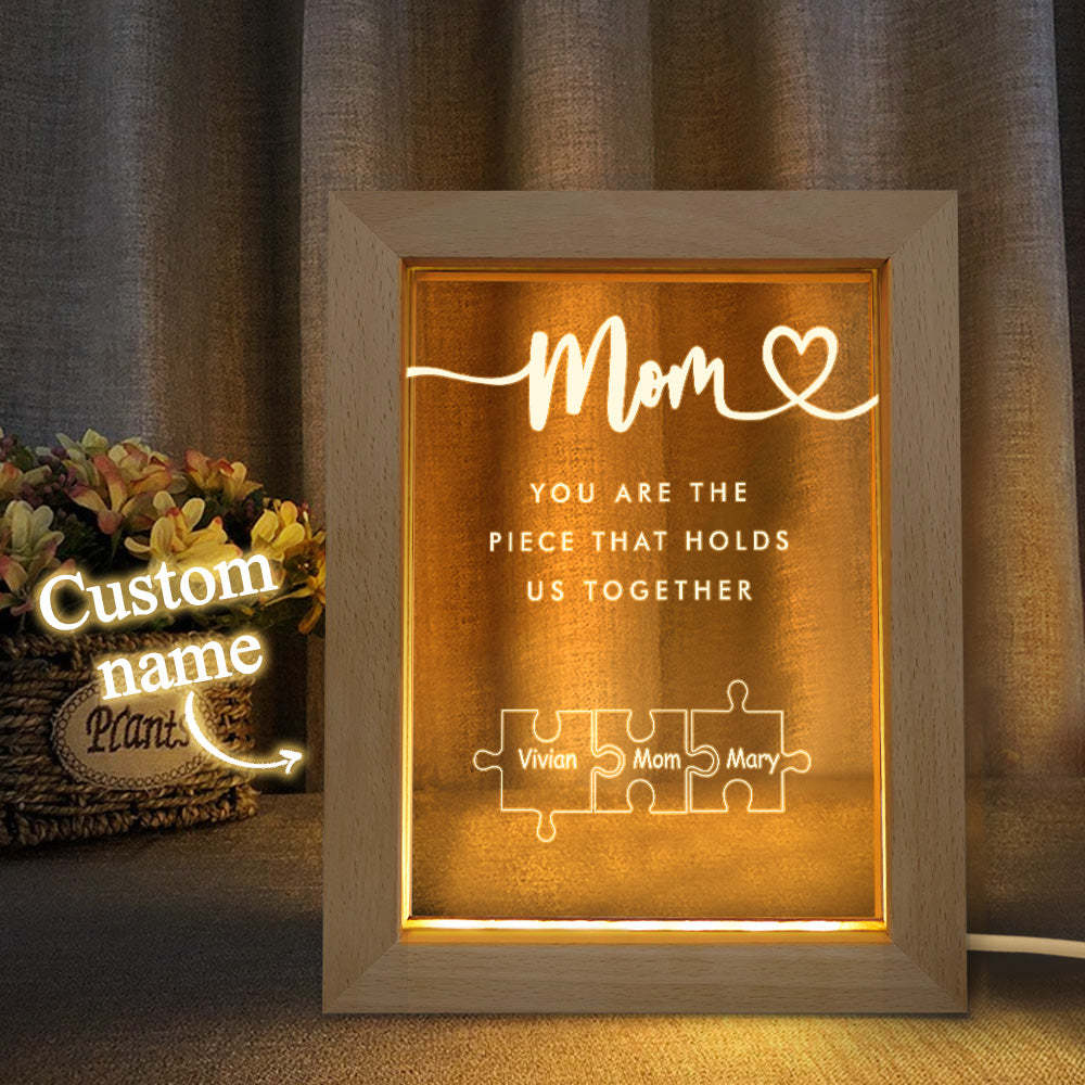 Luz De Noche Acrílica Personalizada 'mamá, Eres La Pieza Que Nos Mantiene Unidos' Para Mamá -