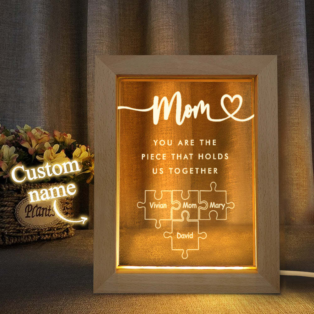 Luz De Noche Acrílica Personalizada 'mamá, Eres La Pieza Que Nos Mantiene Unidos' Para Mamá -