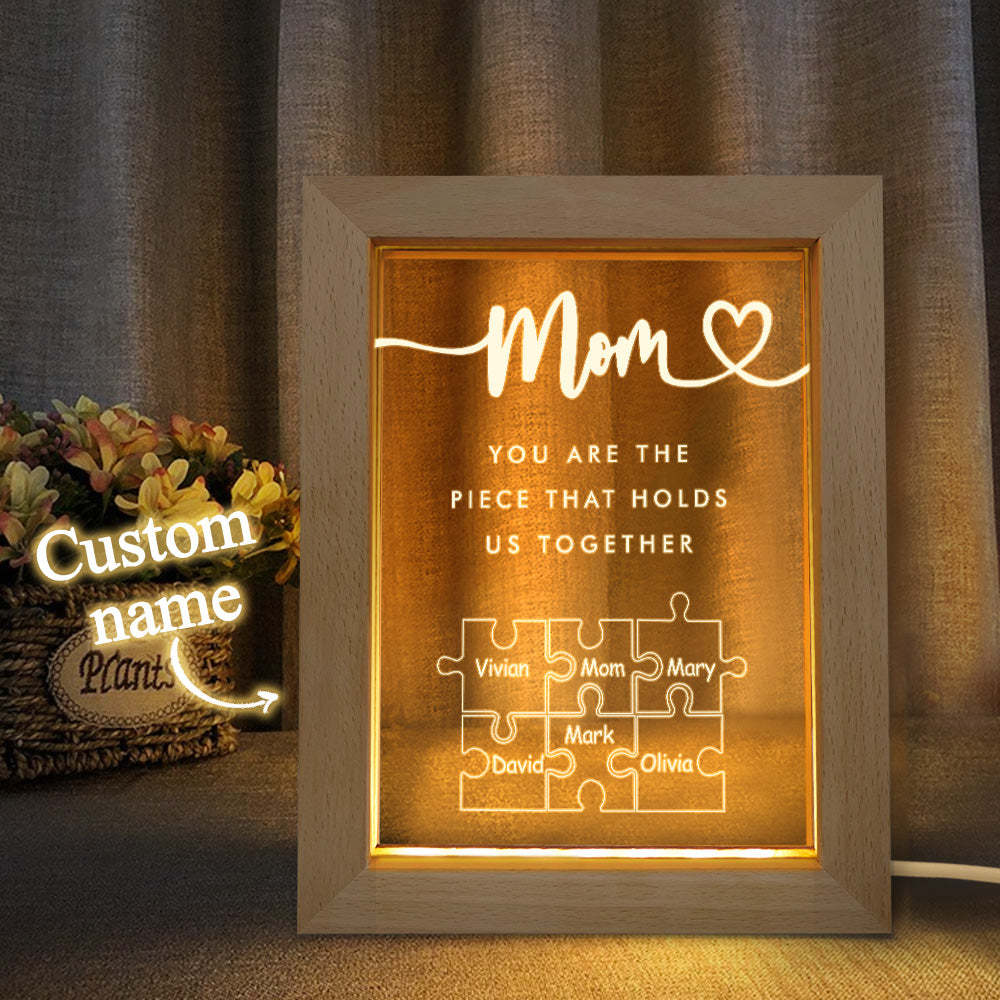 Luz De Noche Acrílica Personalizada 'mamá, Eres La Pieza Que Nos Mantiene Unidos' Para Mamá -