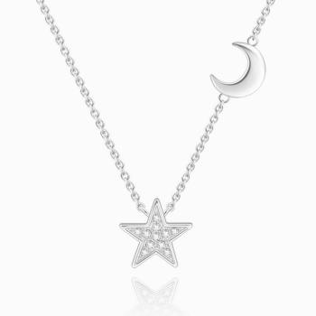 Collar Estrella Luna Acompañante Plata