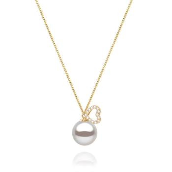 Collar Corazón De Perla Oro 18K - Dorado