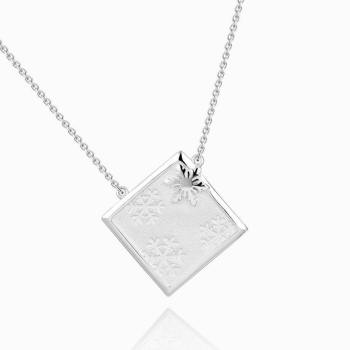 Collar De Copos De Nieve Grabados Plata