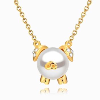 Collar De Perlas De Cerdo De Plata Bañada En Oro 14K