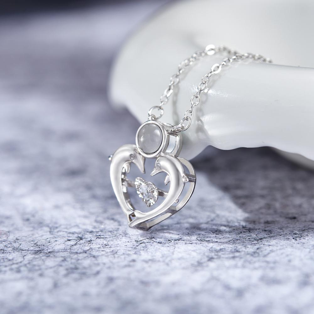 Collar De Proyección De Fotos Personalizado, Collar De Fotos Con Forma De Corazón De Delfín, Regalo Para Mujeres - TuNombrecollar