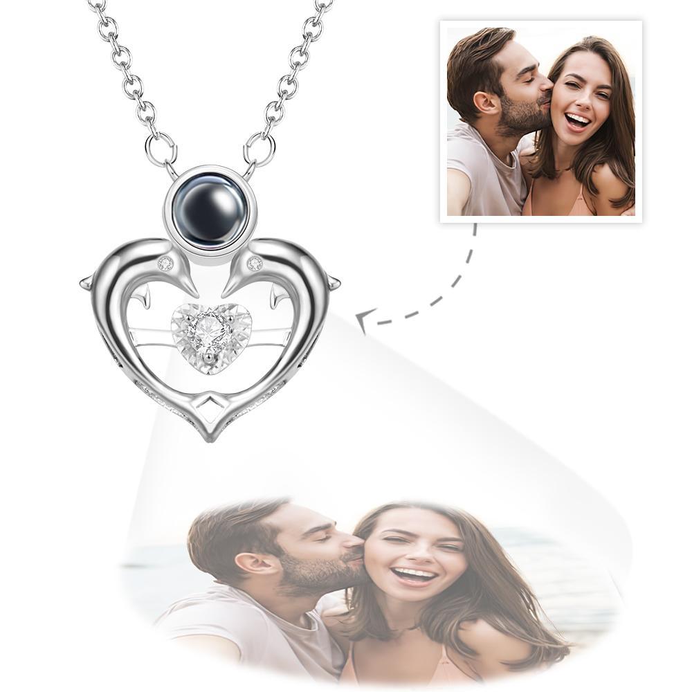 Collar De Proyección De Fotos Personalizado, Collar De Fotos Con Forma De Corazón De Delfín, Regalo Para Mujeres - TuNombrecollar
