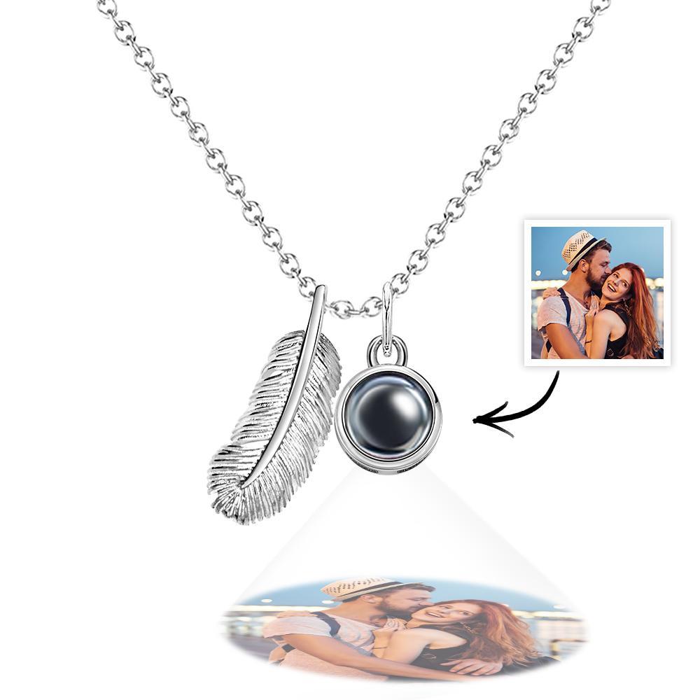 Collar De Proyección De Fotos De Plumas, Colgante Interior Con Imagen Personalizada, Joyería Conmemorativa Minimalista, Regalo Para Mejor Amiga - TuNombrecollar