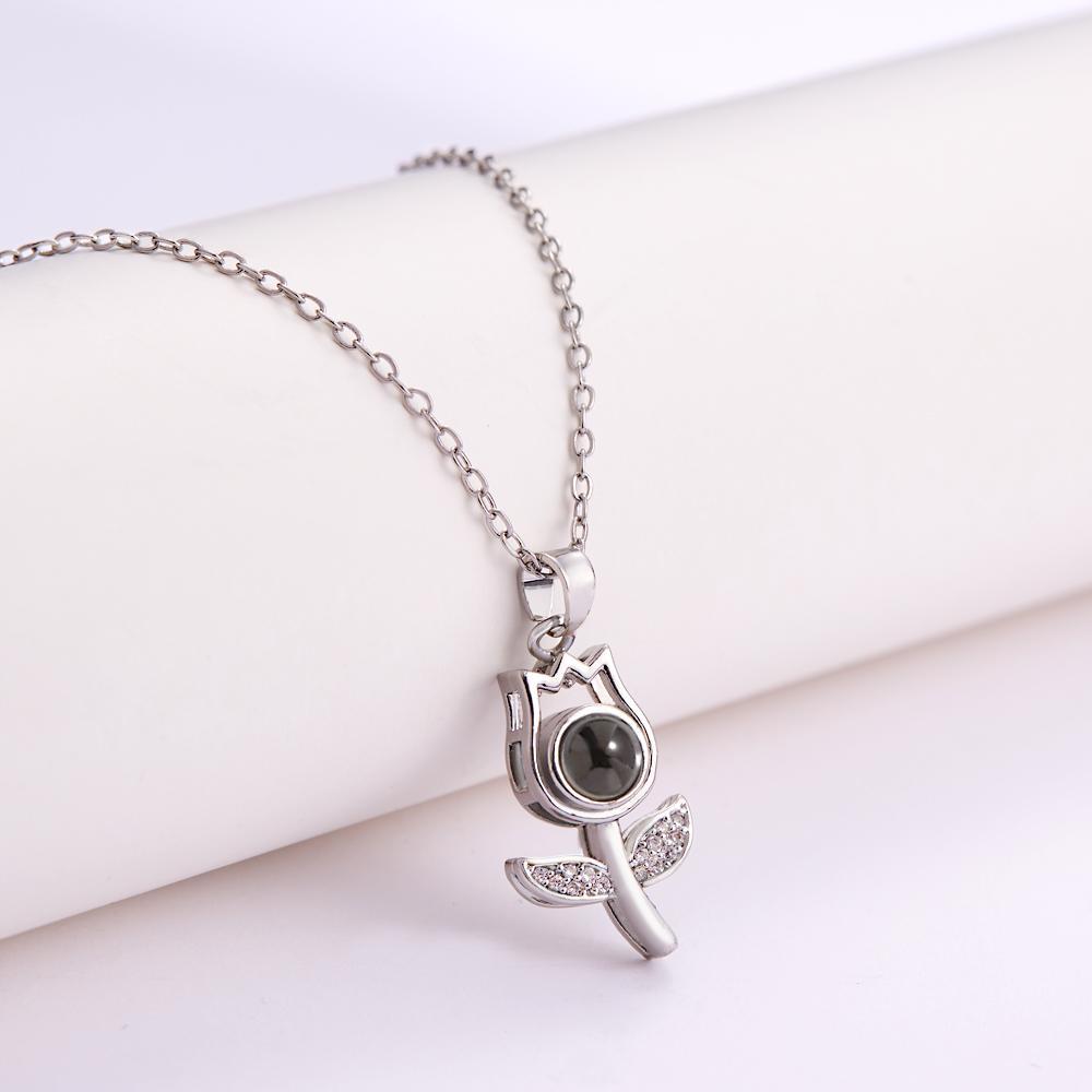 Collar De Proyección Personalizado Foto Personalizada Rosa Rhinestone Regalos Conmemorativos - TuNombrecollar