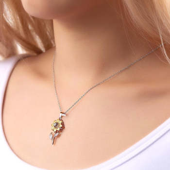 Collar De Fotos Personalizado Hojas De Girasol Regalos Creativos - TuNombrecollar