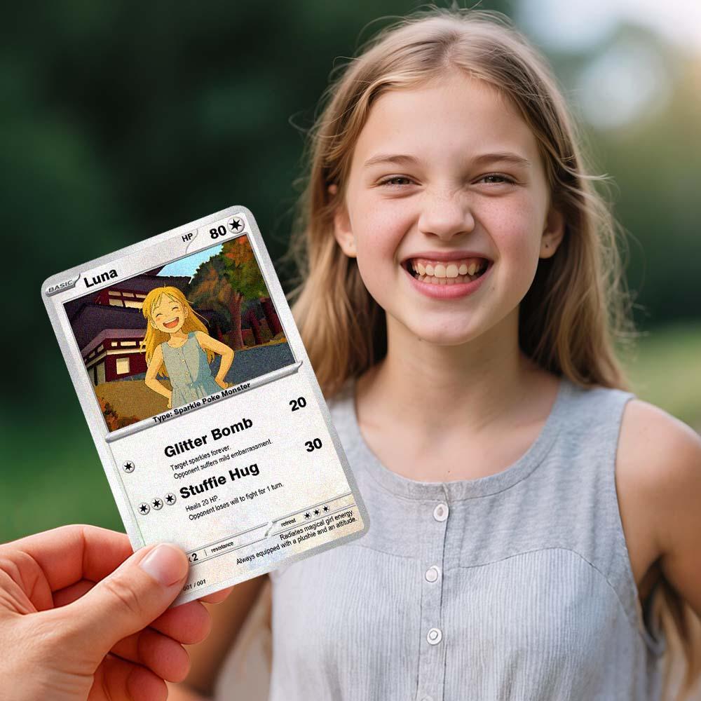 Tarjeta Personalizada Con Dibujo De Niña – Un Lindo Regalo Personalizado A Partir De Una Foto – Un Regalo Genial Para Niñas - 