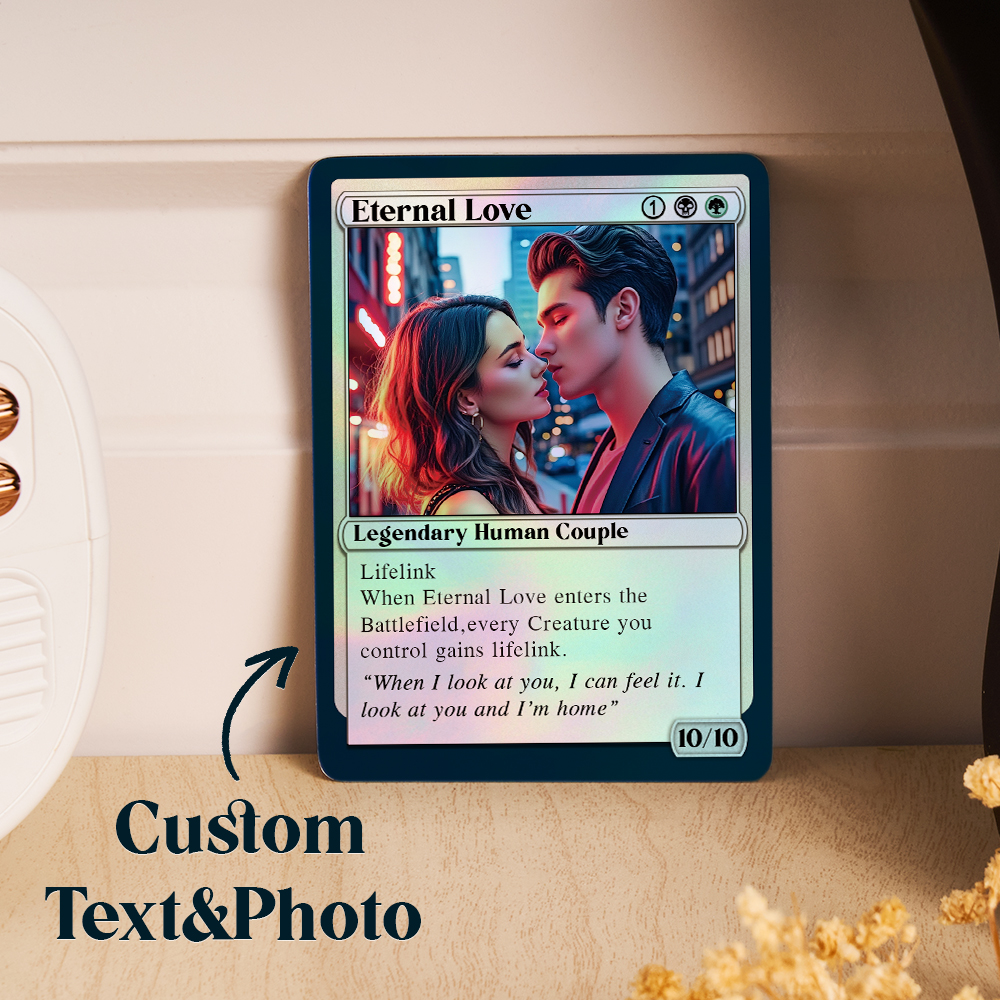 Carta Coleccionable Personalizada Con Lámina Metálica. Carta De Juego De Fantasía Personalizada. Regalo Único Para Jugadores De Tcg.