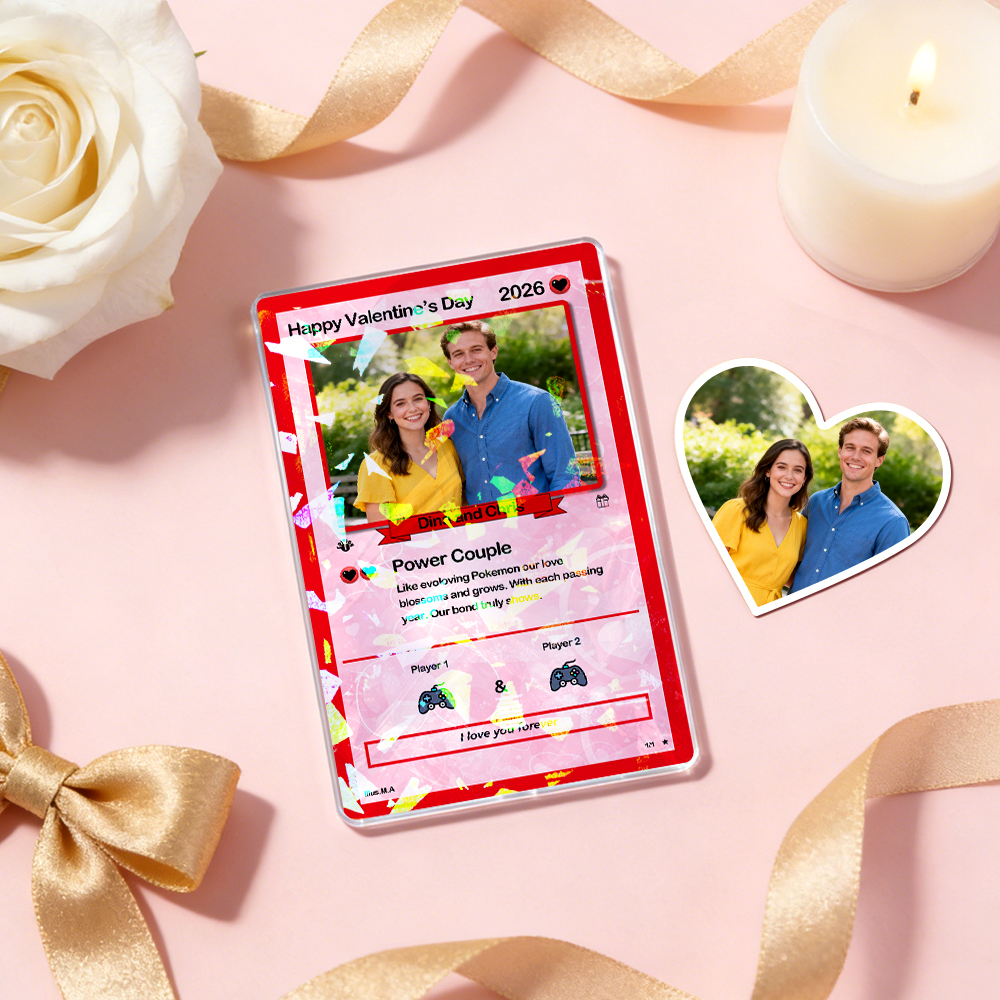 Tarjeta De Pareja Poderosa De San Valentín Personalizada, Tarjeta De Aniversario Personalizada Con Foto De Pareja Estilo Anime, El Mejor Regalo De San Valentín Para Tu Pareja. - 