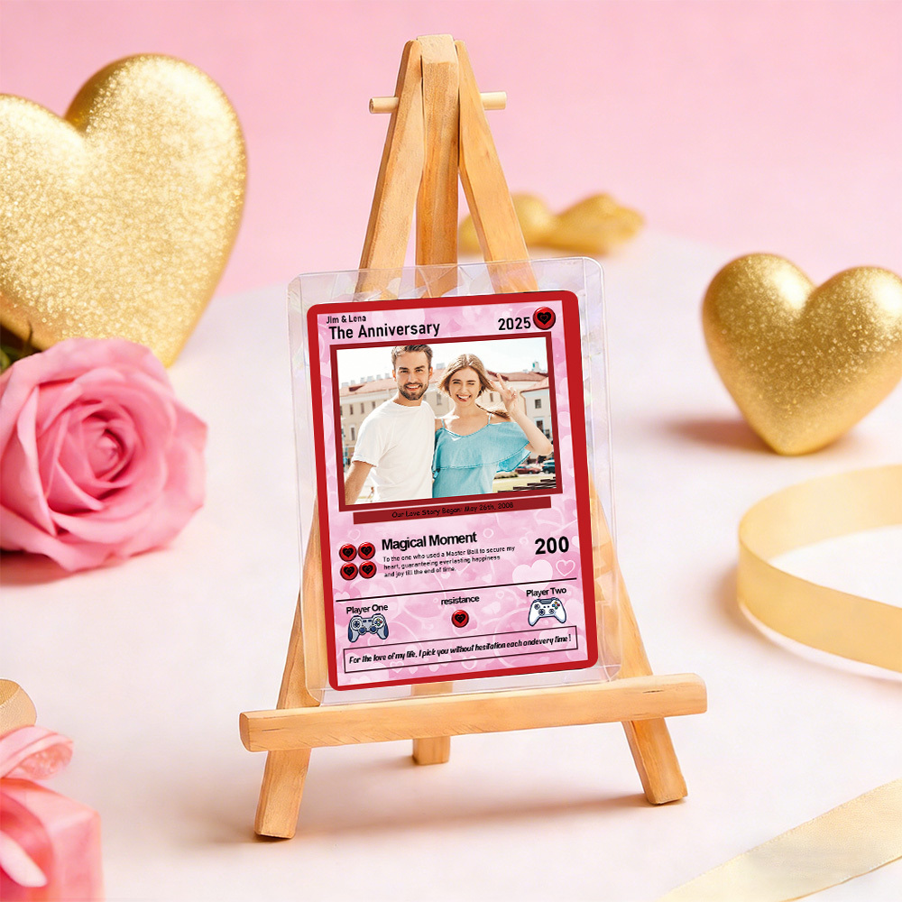 Tarjeta De Pareja Poderosa De San Valentín Personalizada, Tarjeta De Aniversario Personalizada Con Foto De Pareja Estilo Anime, El Mejor Regalo De San Valentín Para Tu Pareja. - 