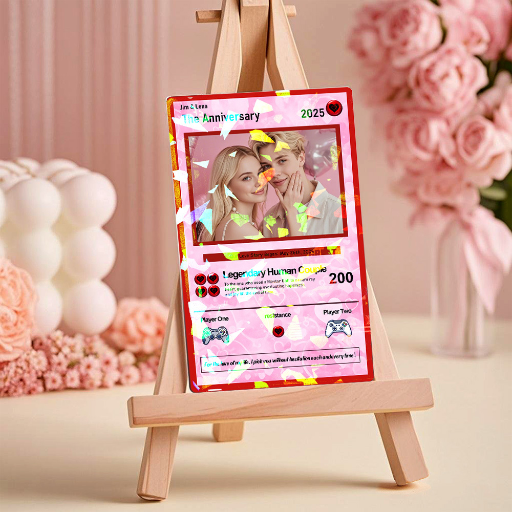 Tarjeta De Pareja Poderosa De San Valentín Personalizada, Tarjeta De Aniversario Personalizada Con Foto De Pareja Estilo Anime, El Mejor Regalo De San Valentín Para Tu Pareja. - 