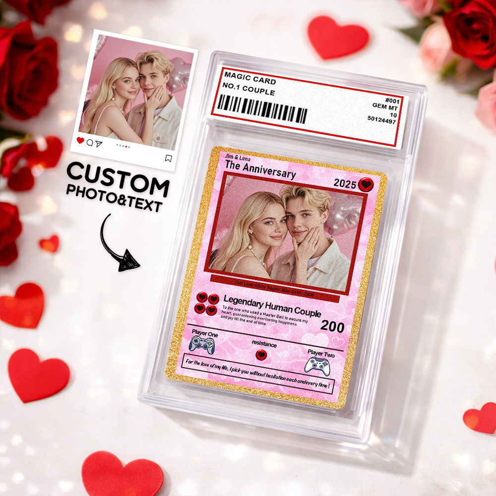 Tarjeta De Pareja Poderosa De San Valentín Personalizada, Tarjeta De Aniversario Personalizada Con Foto De Pareja Estilo Anime, El Mejor Regalo De San Valentín Para Tu Pareja. - 