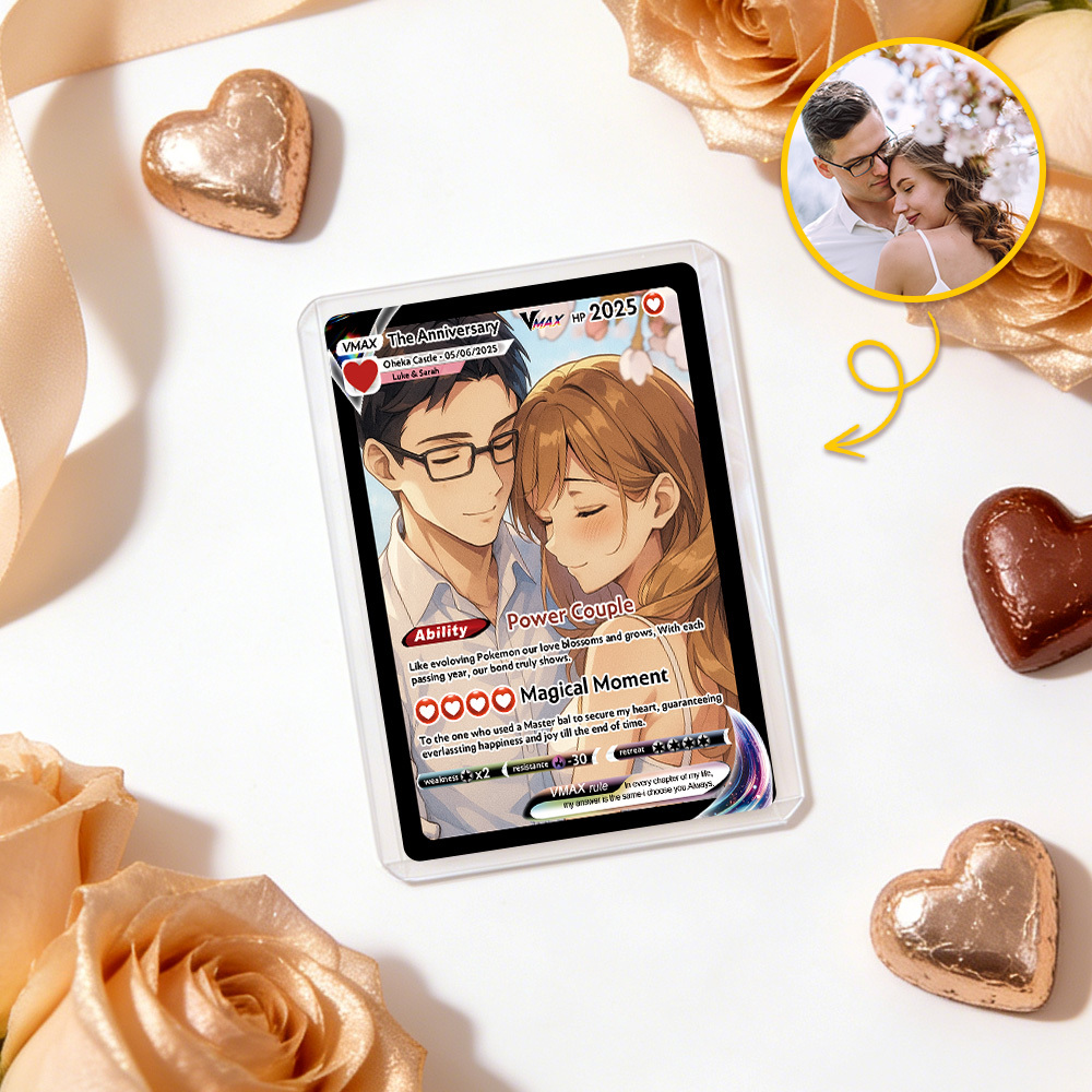 Tarjeta De Anime Vmax Con Foto Personalizada, Juego De Fantasía, Regalo De San Valentín Para Pareja - 