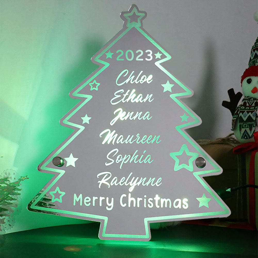 Luz De Espejo De Árbol De Navidad Con Nombre De Familia Personalizado - TuNombrecollar
