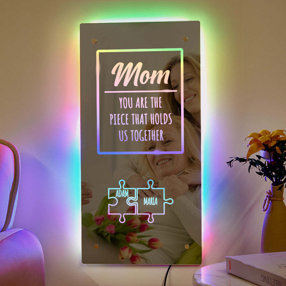 Nombre Personalizado Espejo Luz Mamá Rompecabezas Regalo Familiar - TuNombrecollar