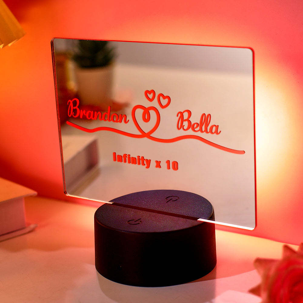 Nombre Personalizado Espejo Lámpara Colorida Regalo De Aniversario Para Amante - TuNombrecollar