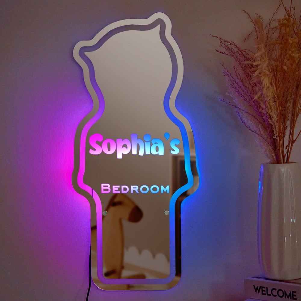 Nombre Personalizado Espejo Luz Dormitorio Infantil Oso Regalo