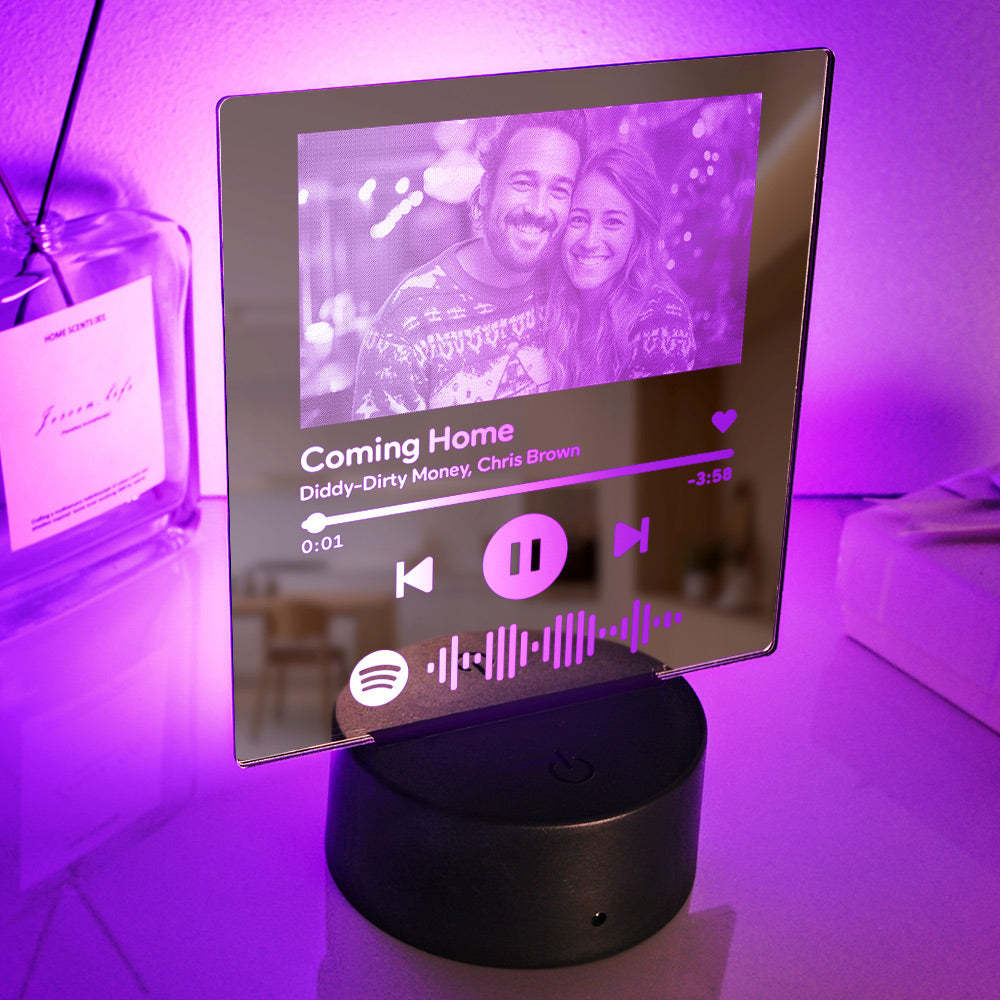 Regalo Colorido De La Lámpara Del Espejo Del Código De Spotify Escaneable Personalizado - TuNombrecollar