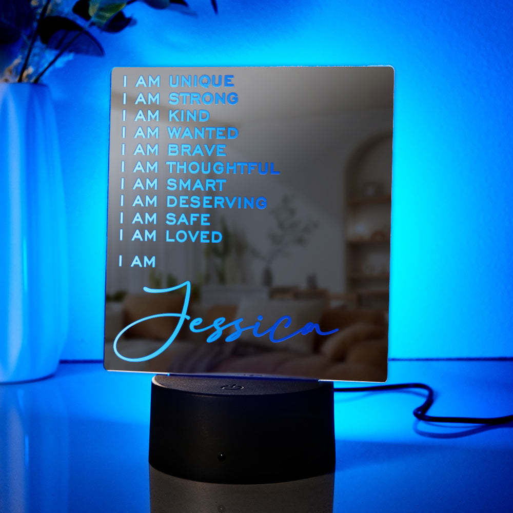 Lámpara De Espejo Grabada Personalizada, Luz Colorida Clásica, Regalo Para El Hogar - TuNombrecollar