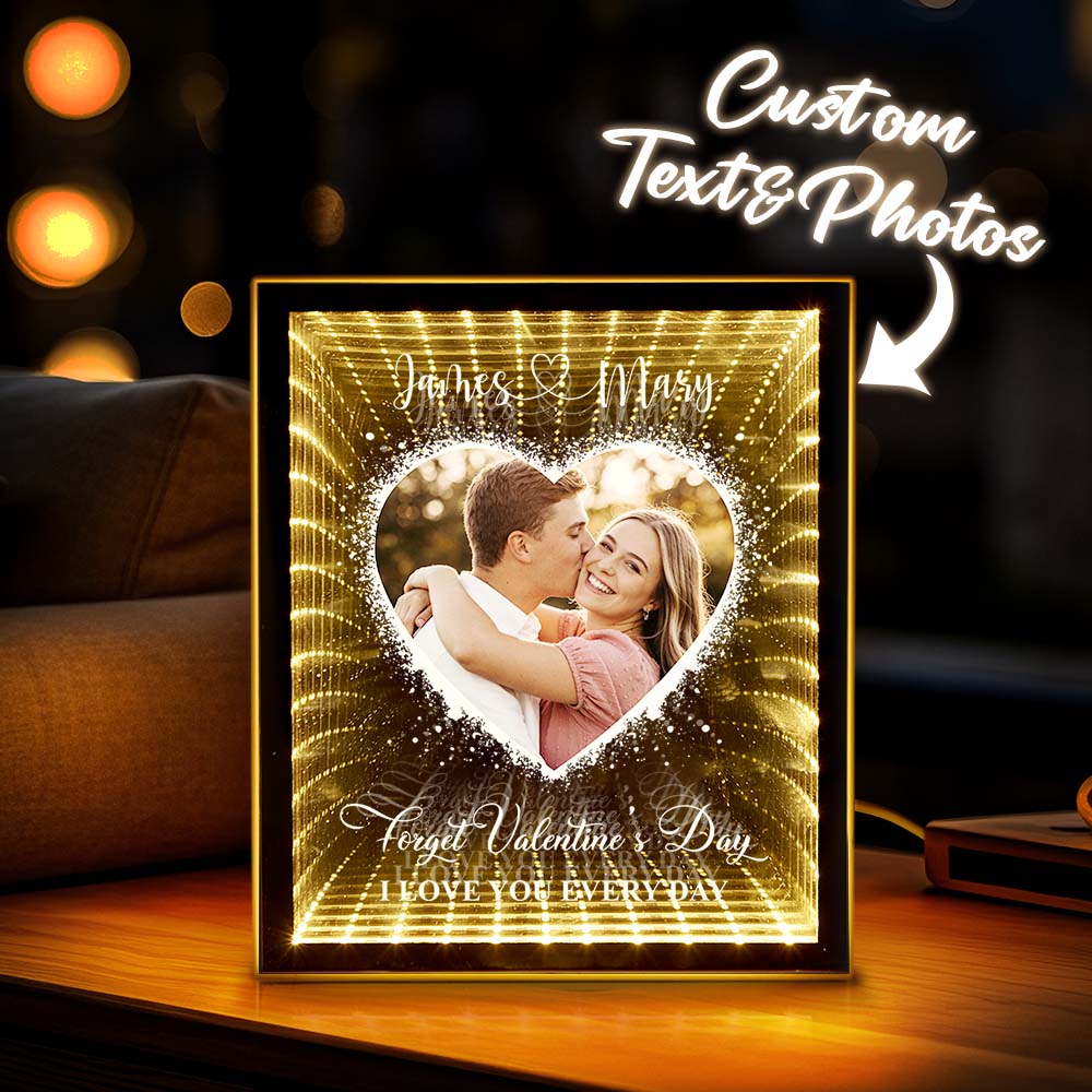 Espejo De Pared Con Foto Personalizada 'te Amo Todos Los Días', Caja De Luz Con Espejo Infinito, Imagen Personalizada, Decoración De Pared, Regalos De San Valentín