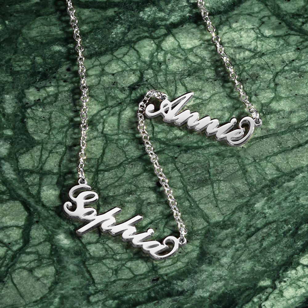Personalised Two Name Necklace Silver - yournamencklaceuk