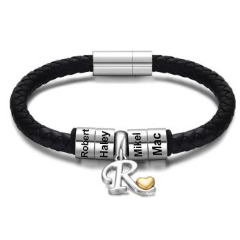 Pulsera Grabada Personalizada Pulsera Para Hombre Cuentas Grabadas Pulsera Con Dijes Pulsera Familiar Regalos Únicos