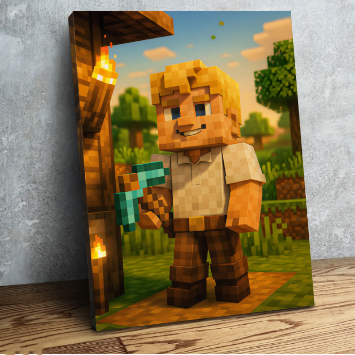 Retrato De Píxeles En Estilo Bloque De Lienzo Personalizado, Foto Personalizada, Arte Vóxel, Impresión Geométrica, Arte Animado En Estilo Bloque, Regalo Para Él - 