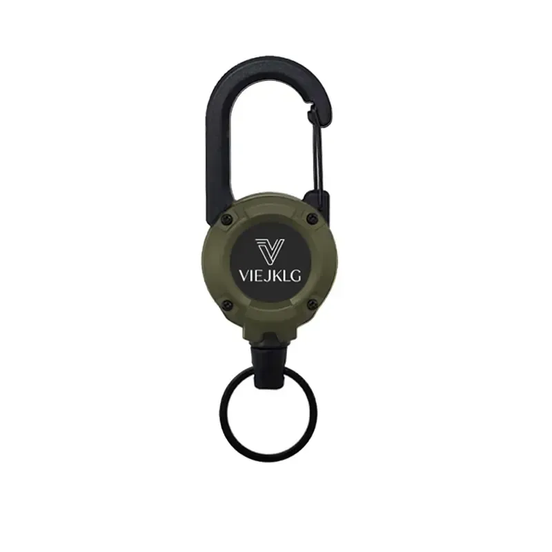 3 en 1 nuevo llavero de mosquetón de carrete retráctil multifuncional, hebilla de cuerda de alambre de acero fuerte, llavero de herramienta para deportes al aire libre accesorios - 