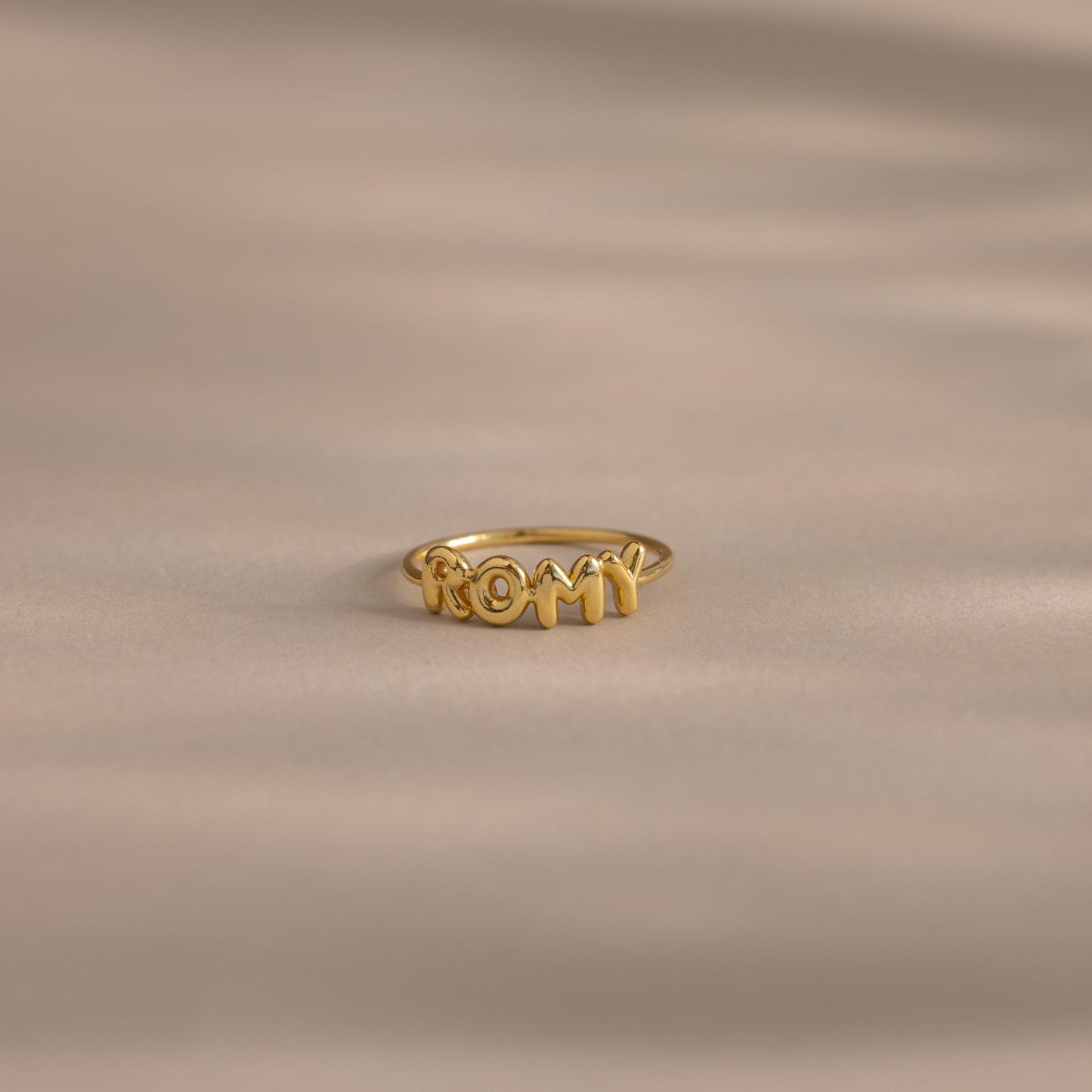 Anillo Personalizado Con Nombre En Forma De Burbuja. Delicado Anillo Personalizado Con Nombre En Forma De Burbuja. Letra En Globo 3d. Estilo Y2k. Joyería. Regalo Para Ella. - 